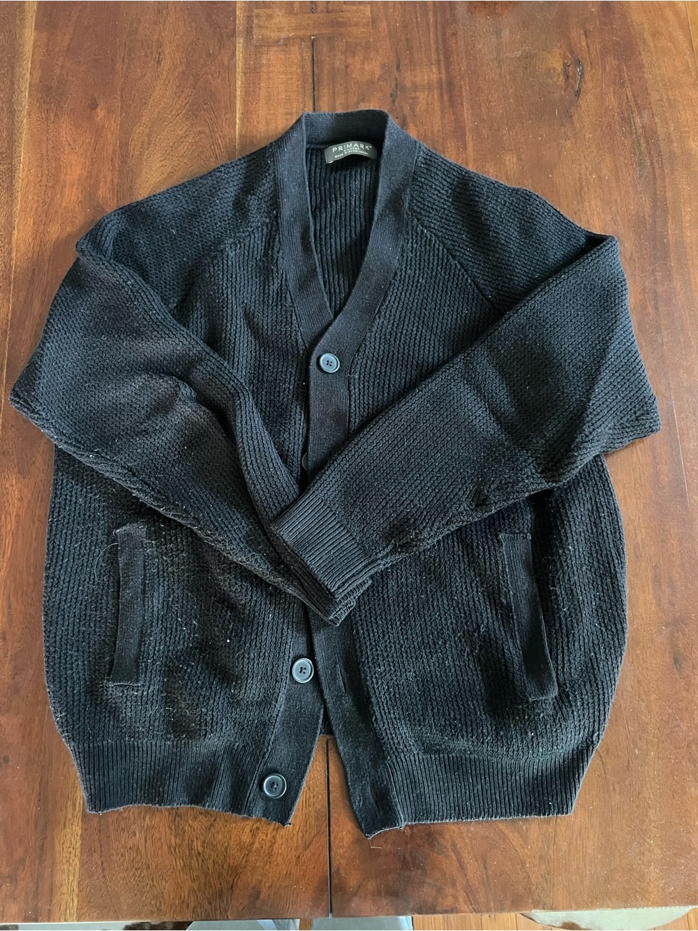 Men's Primark Black Button-Front Knit Cardigan | XL